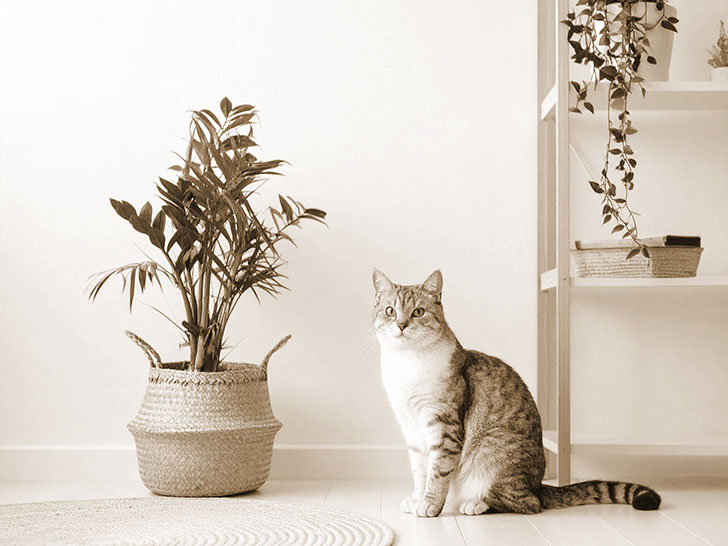 モダンでオシャレな部屋にたたずむ猫