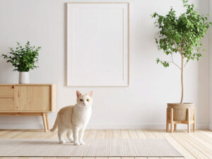 モダンでオシャレな部屋にたたずむ猫