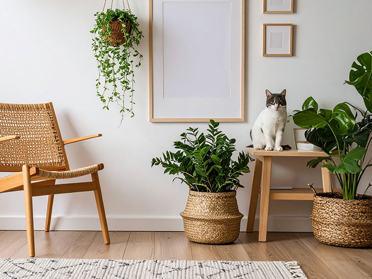 モダンでオシャレな部屋にたたずむ猫