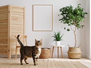 モダンでオシャレな部屋にたたずむ猫