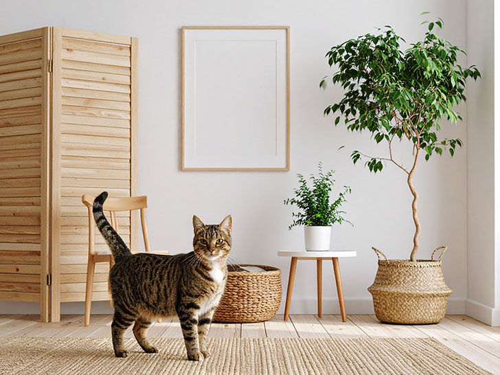 モダンでオシャレな部屋にたたずむ猫